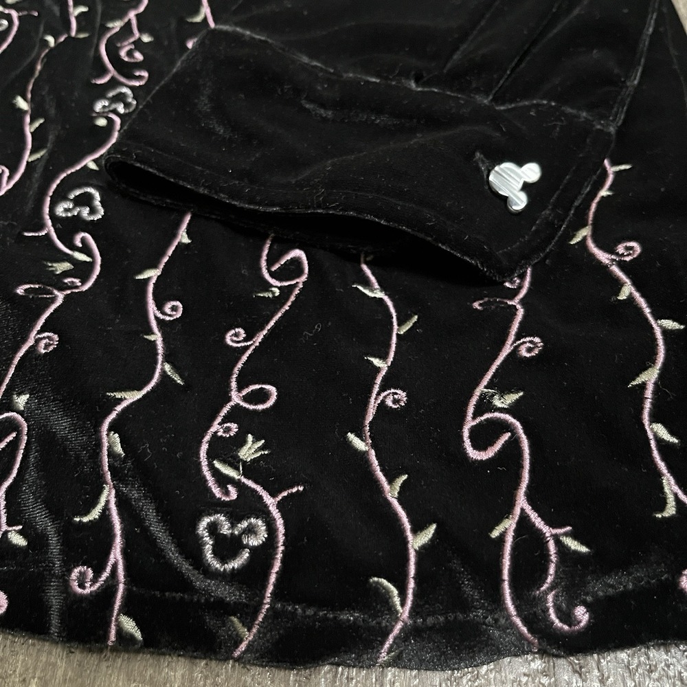 Vintage Disney Catalog Shirt Womens 1X Black Velour Mickey Button Embroidered - Picture 7 of 9